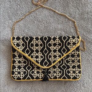 Elegant Black and Gold Chain Shoulder Bag